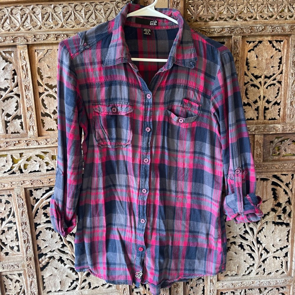 Fox Red and Blue Plaid Shirt